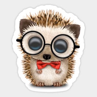 Cute Nerdy Hedgehog Wearing Glasses and Bow Tie Sticker